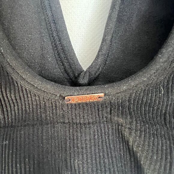 Victoria's Secret PINK Deep V Ribbed Black Bralette Lightly Padded Size MD - Picture 3 of 8